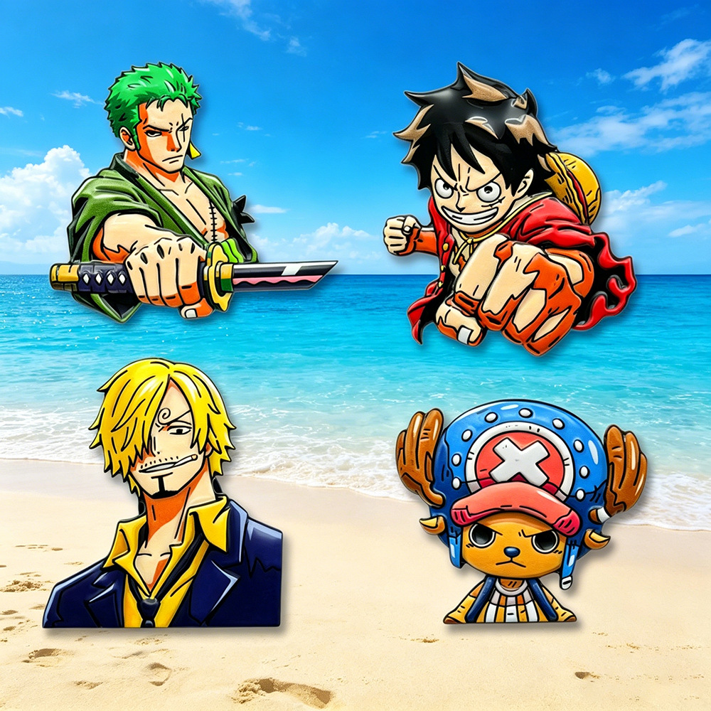 Anime One Piece Merchandise - 4pcs 원피스 만화 캐릭터 브로치 세트